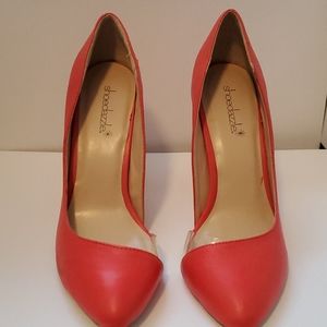 Orange clear accent heel